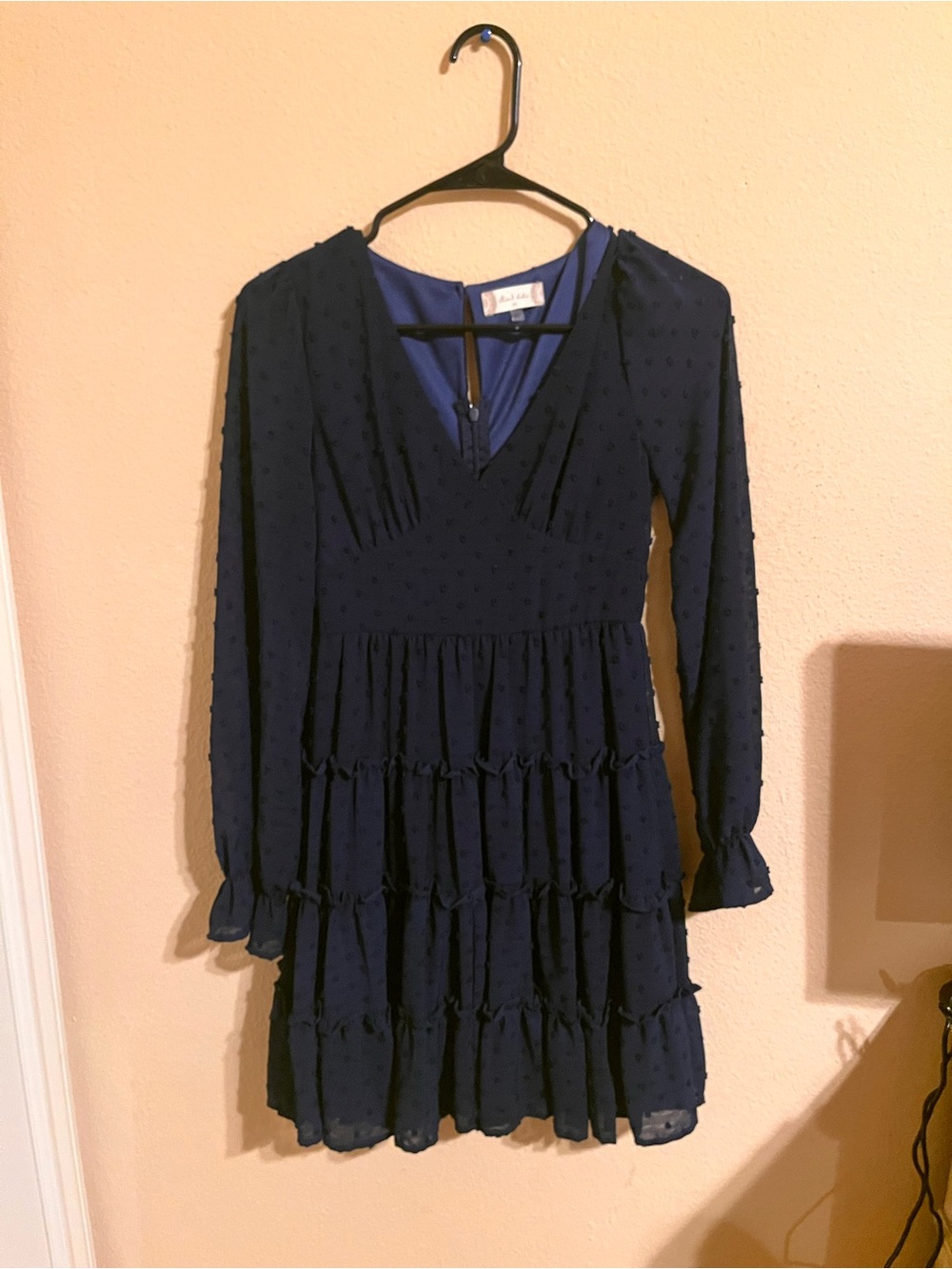 Altar'd State Navy Textured Tiered Mini Dress